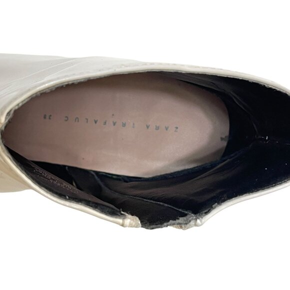 WhiteT Zara Trafaluc Patent Leather Pointed oe Ankle Boots - Size 38 - 7.5 - Picture 4 of 11